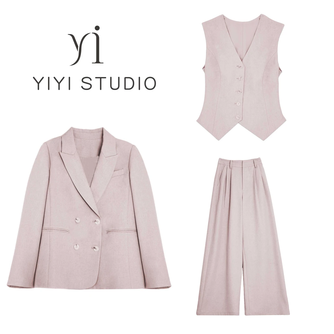 【柏林粉雾】<宠粉内购会>小个子老钱风马甲西装外套高腰阔腿裤