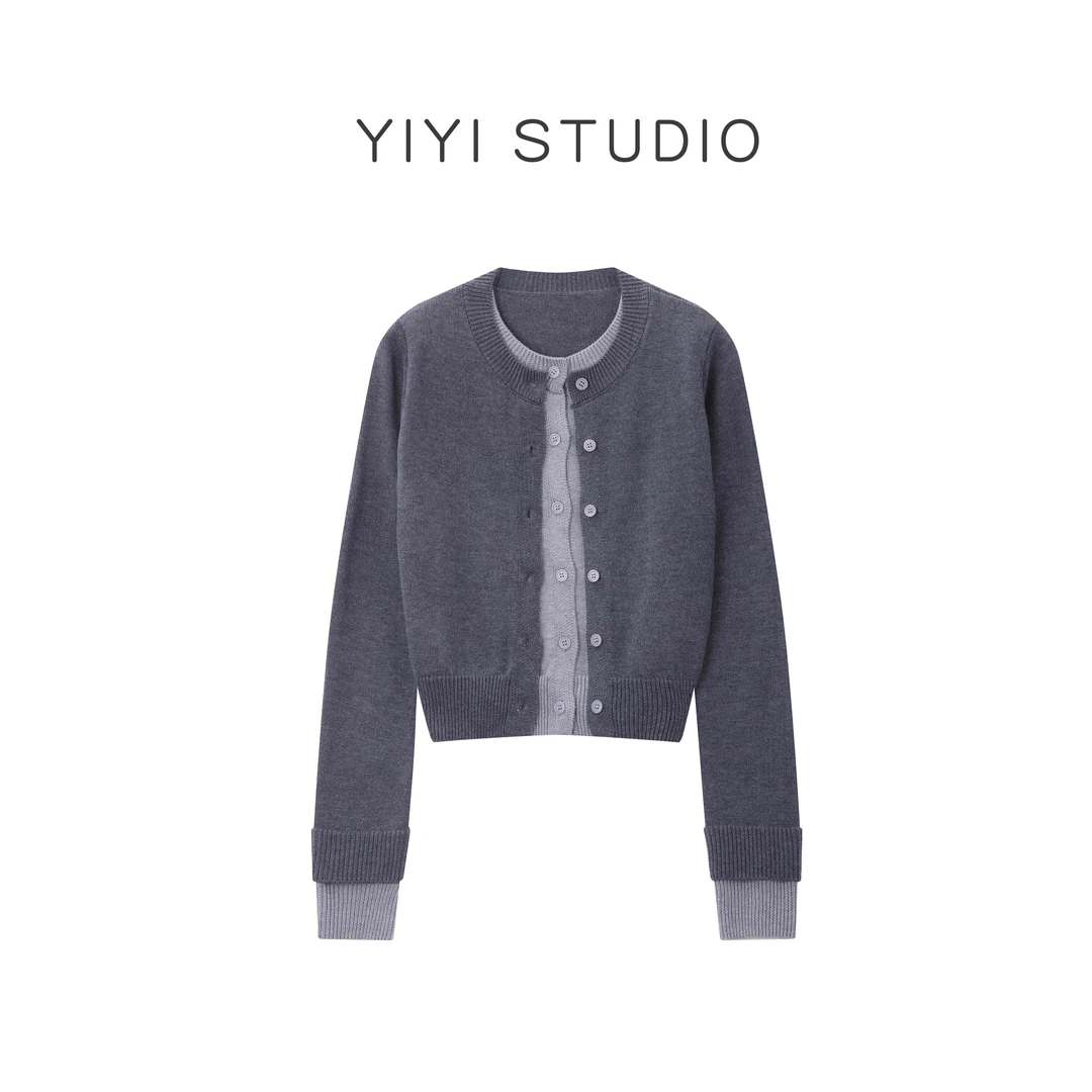 【层次美学】<宠粉内购会>冬季新款高级感复古修身假两件针织开衫