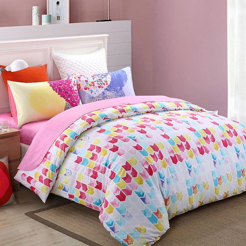 欧百纯棉四件套爱心城堡新品双人1.5 简约1.8m斜纹印花床上用品