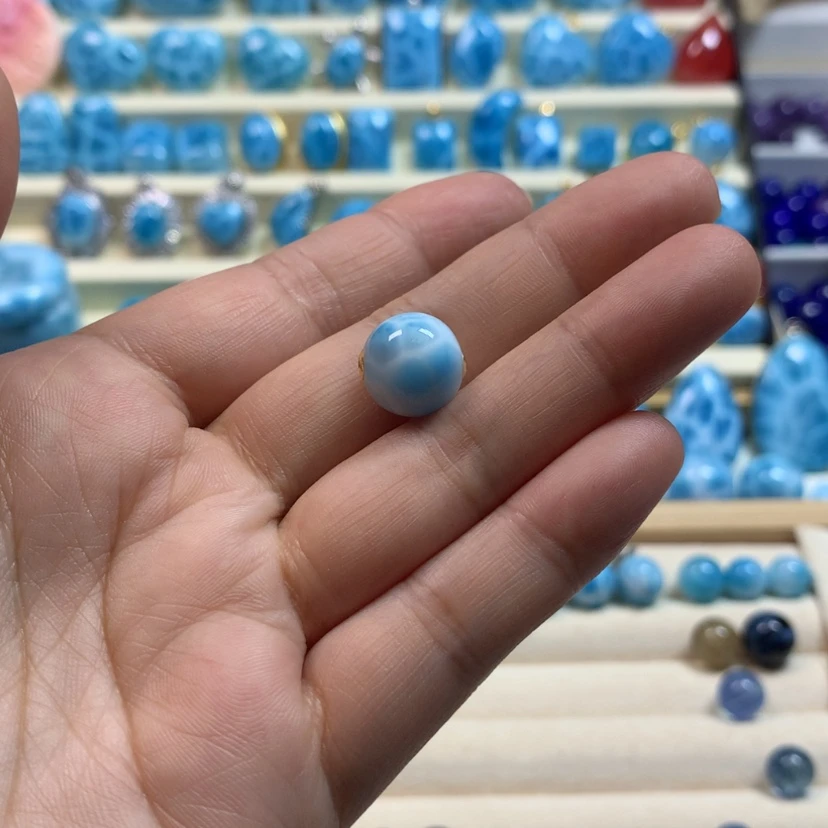 【闪购商品】针钠钙石（海纹石）吊坠(不含链)18K金镶嵌路路通