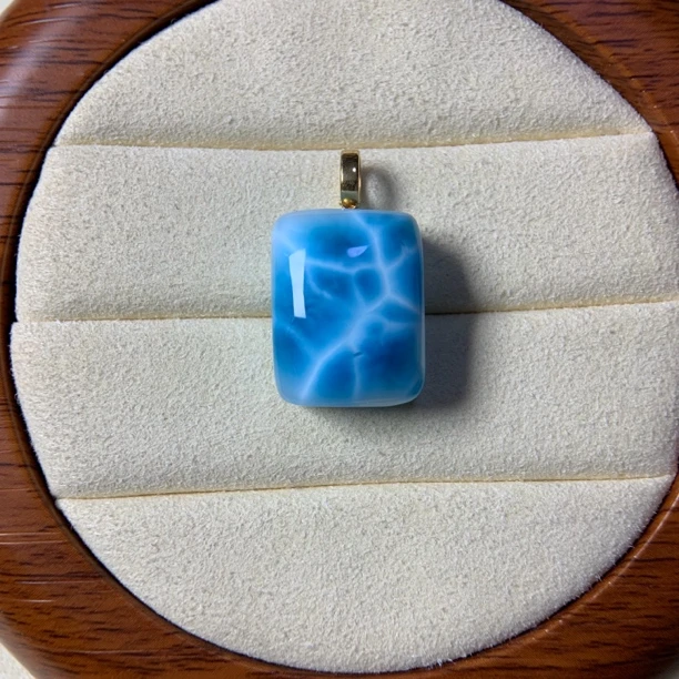 天然海纹石无事牌18k金镶嵌吊坠女神礼物时尚气质简约百搭款