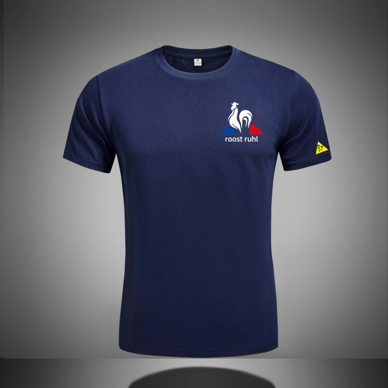 法国公鸡夏季薄款高端纯棉宽松圆领短袖简约公鸡印花半袖T恤衣男