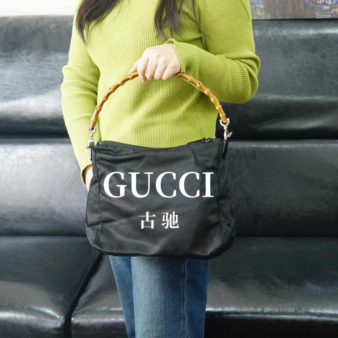 95新 GUCCI/古驰 竹节黑色单肩包/JJ12704270/4270