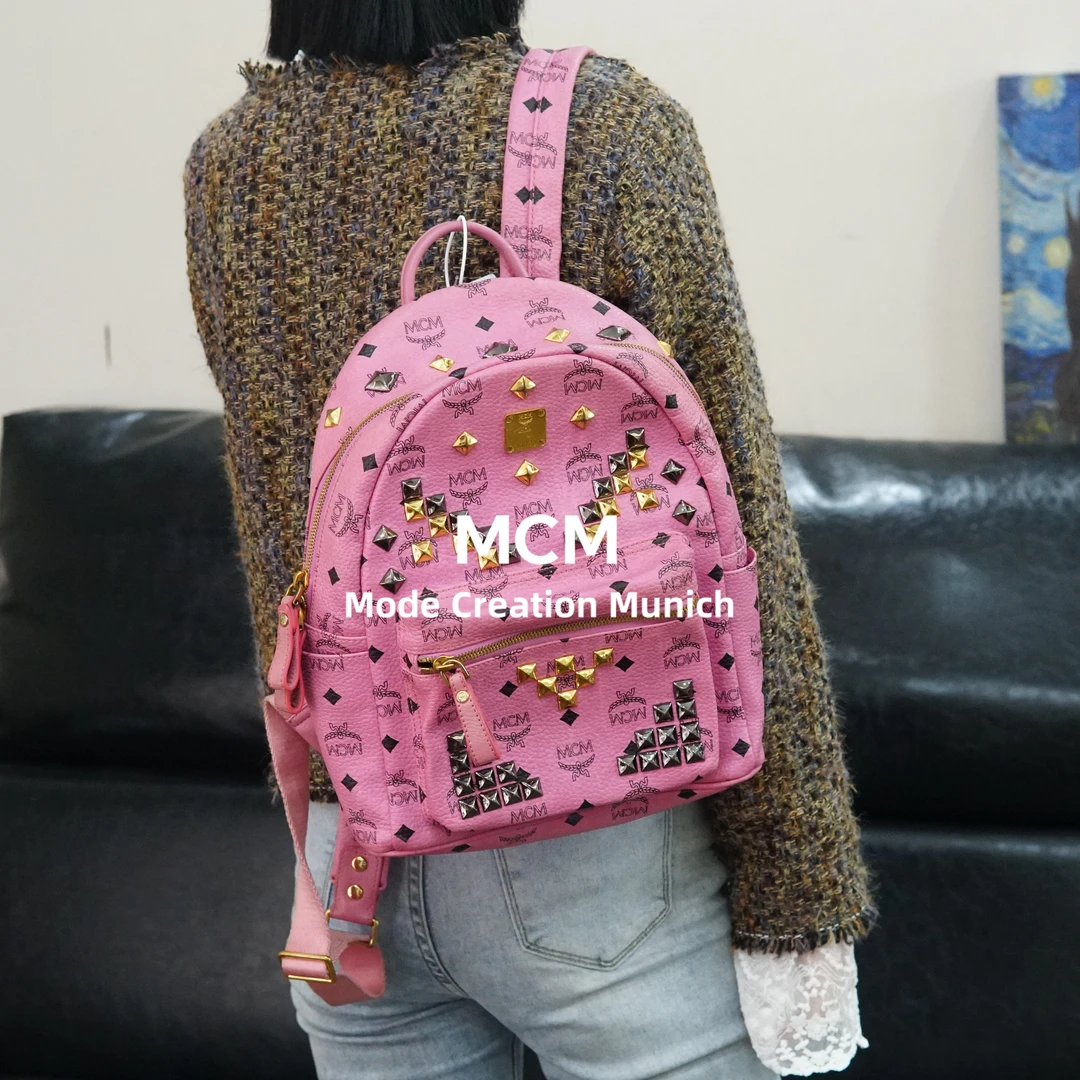 95新 MCM 粉色双肩包/F3DZ10718002/8002