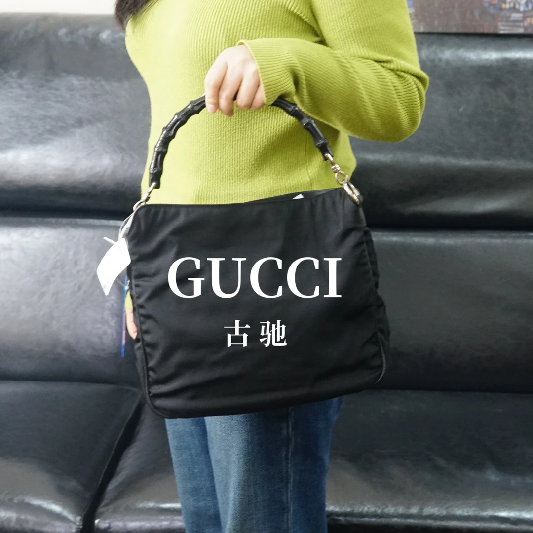 95新 GUCCI/古驰 竹节黑色单肩包/JJ12702536/2536