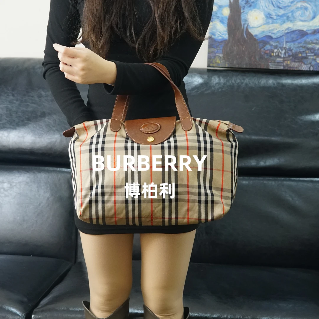 95新 BURBERRY/博柏利 格纹手提包/JJ11630792/0792