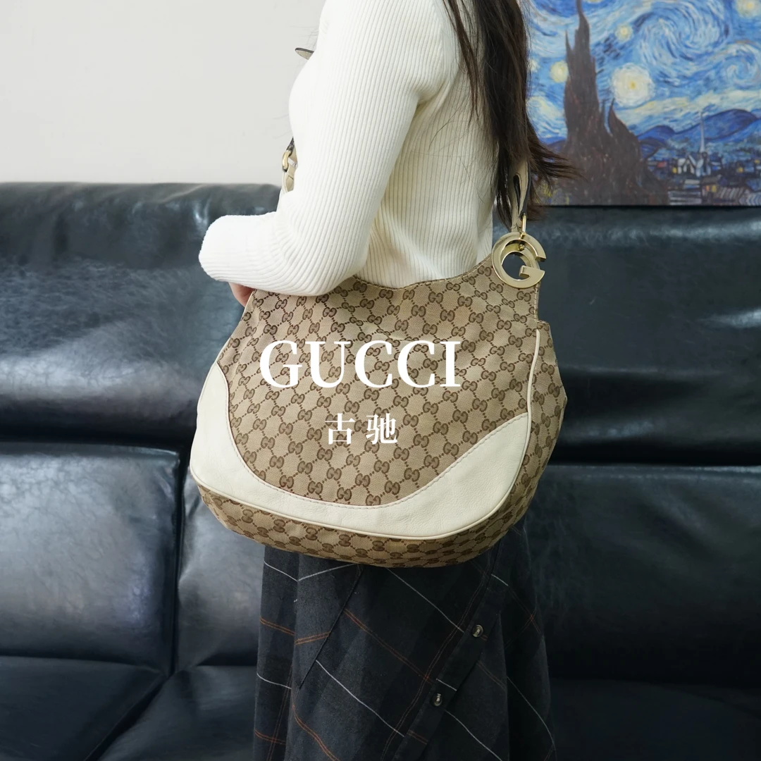 95新 GUCCI/古驰 老花拼皮单肩包/HH12508001/8001