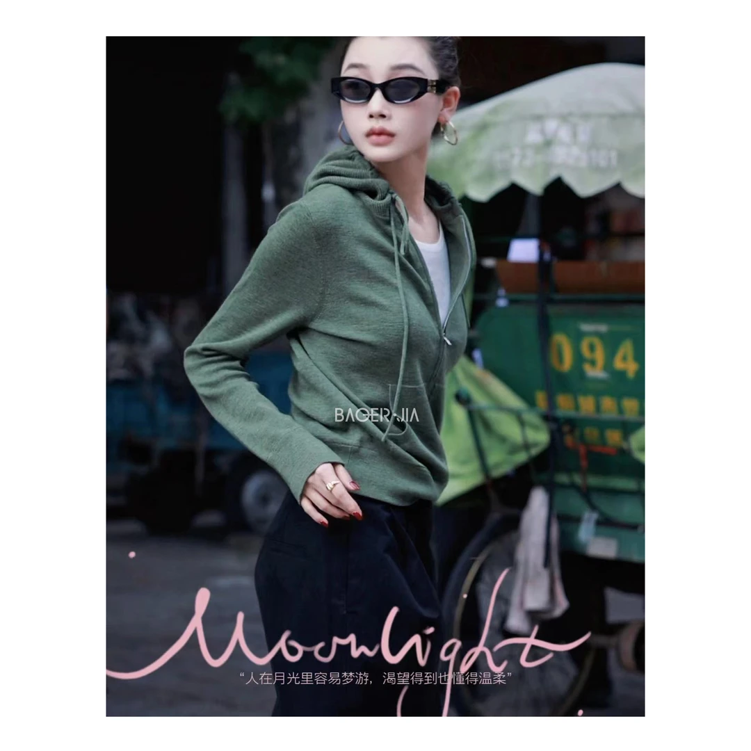 3-宝儿家含幂BL69824309秋季新款穿搭美丽诺羊毛连帽毛衣外套