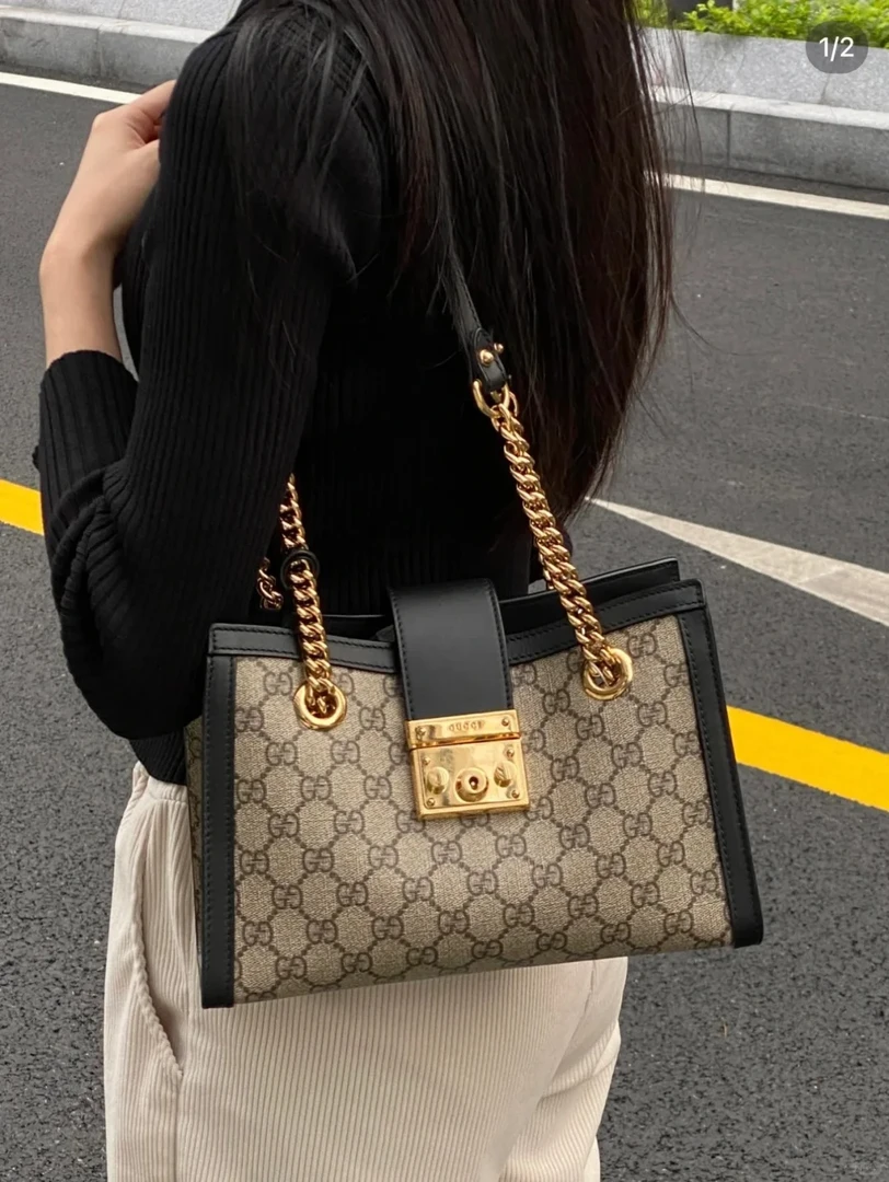 95新 GUCCI/古驰 gucci padlock小号黑边/公价无/甄选