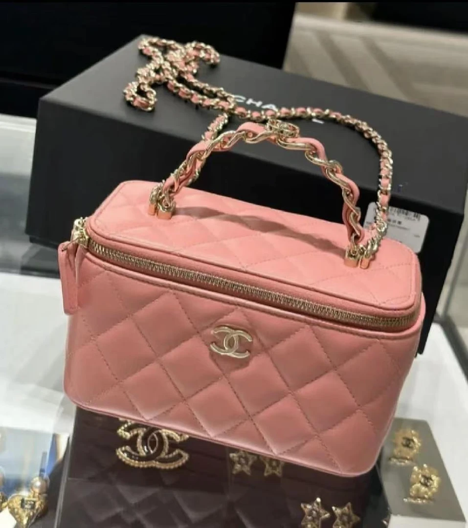 99新 Chanel/香奈儿 手柄长盒子化妆包粉色/公价无/甄选