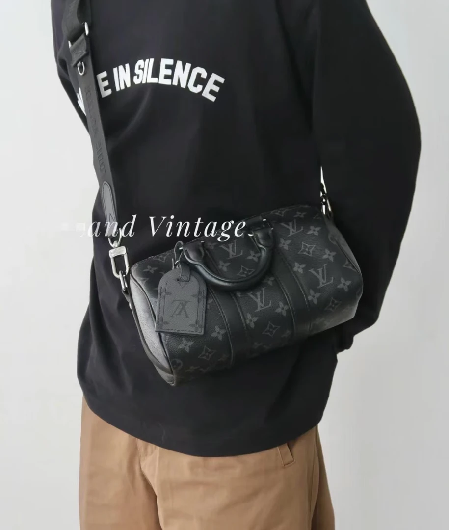 99新 LouisVuitton/路易威登 lv keepall25黑花/公价无/甄选