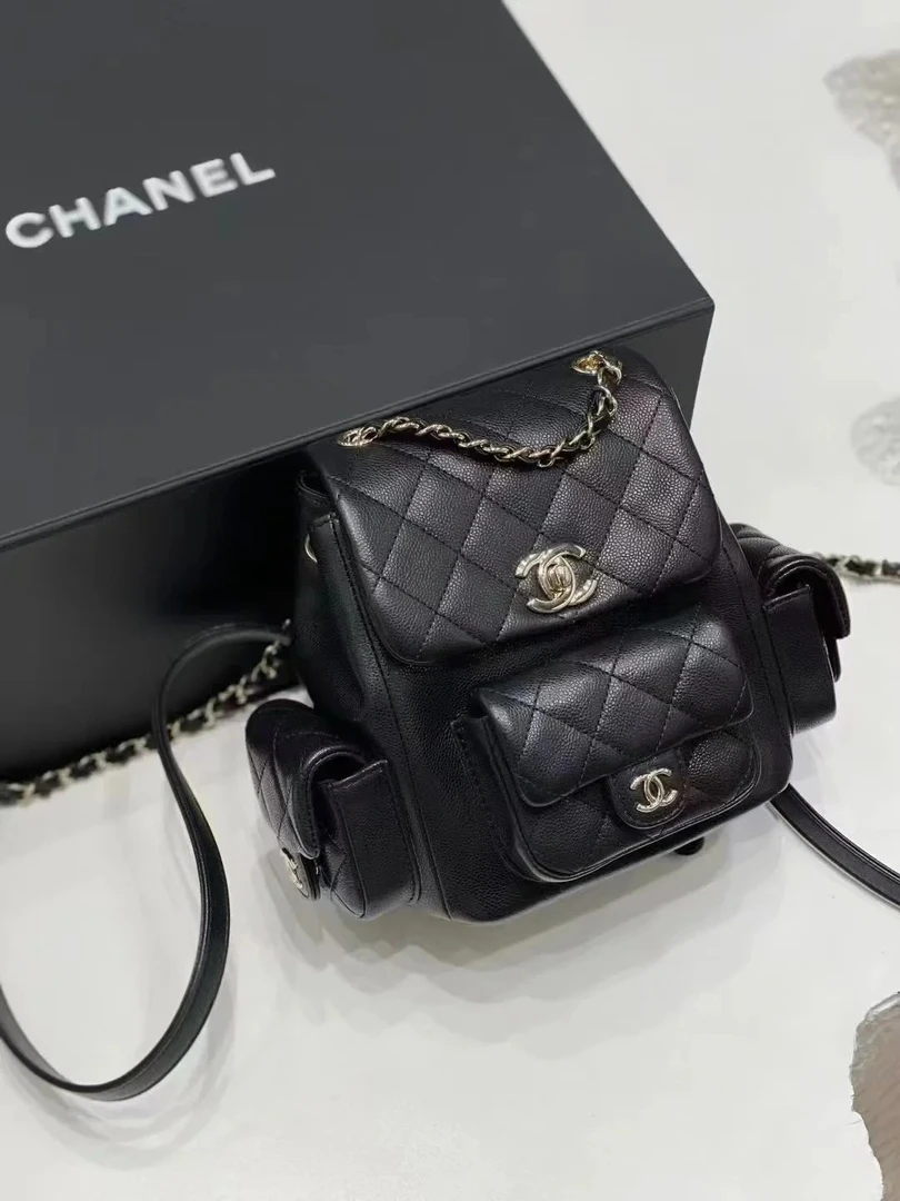 99新 Chanel/香奈儿 23k 双肩包小号黑金/公价无/甄选