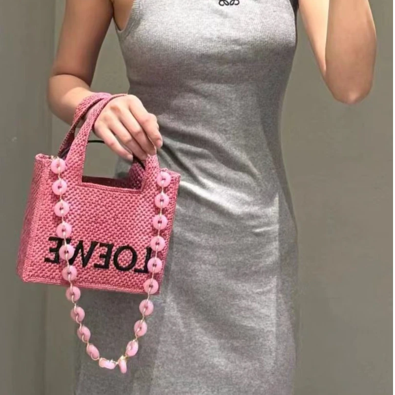 99新 LOEWE/罗意威 粉色编织包/公价无/甄选