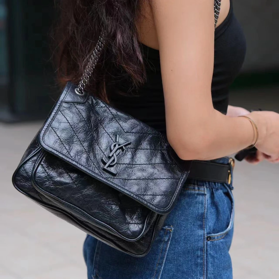 全新未使用 YSL/圣罗兰 ysl niki小号 d扣黑银 /公价无/甄选