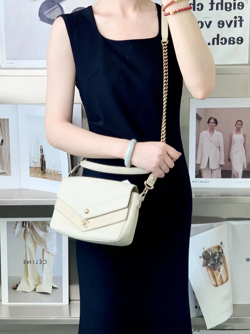 99新 Chanel/香奈儿 chanel 双盖链条包白金/公价无/甄选