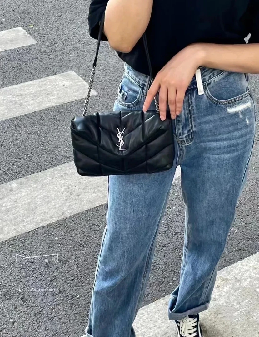 99新 YSL/圣罗兰 ysl云朵小号黑银斜挎包/公价无/甄选