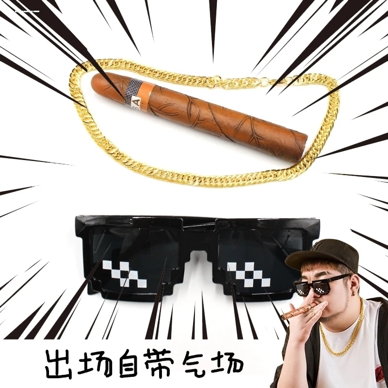 抖音马赛克眼镜像素墨镜搞笑靓仔社牛眼睛搞怪儿童太阳镜