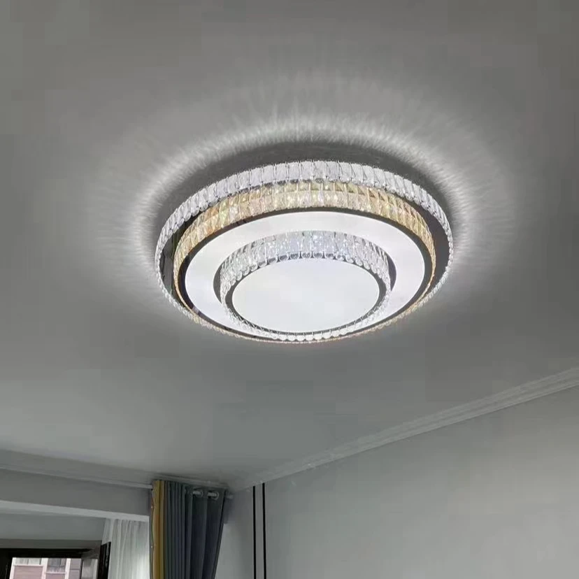 LED高档新款水晶客厅灯长方形圆形卧室轻奢吸顶灯餐厅现代全屋灯