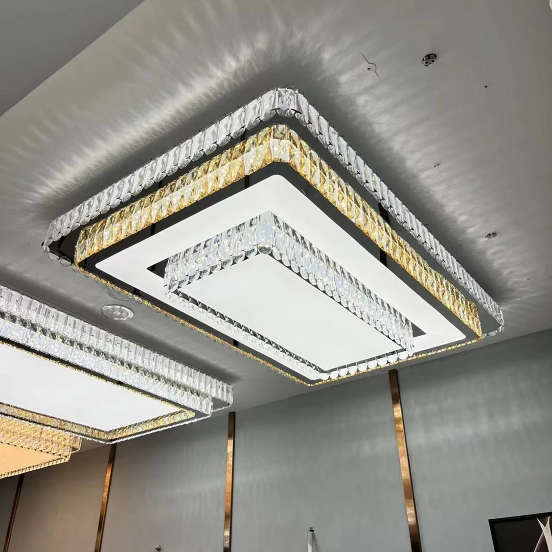 客厅主灯 现代简约水晶led吸顶灯卧室餐厅长方形灯具组合全屋套餐