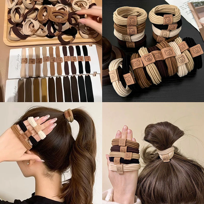 网红小熊标高弹力时尚简约扎马尾头绳不伤发无痕发圈橡皮筋扎头发