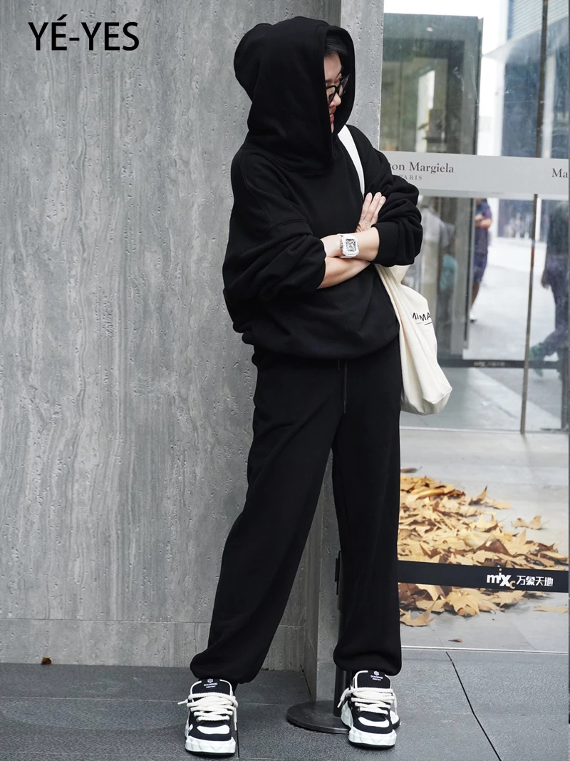 【YE-YES】原创设计师品牌 宽松松紧腰加绒保暖卫裤