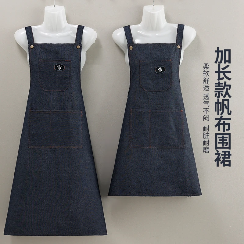 时尚防污厨房家用男士加长牛仔加厚上班餐饮专用工作服做饭围腰女