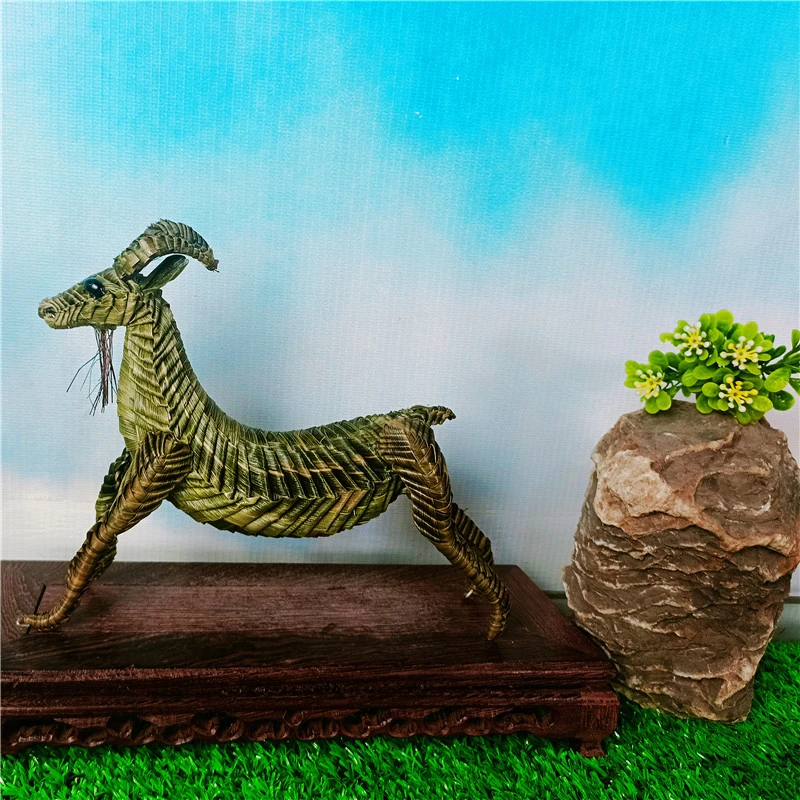 草编棕编工艺非遗手工特色创意新品精品山羊家居桌面摆件礼品动物