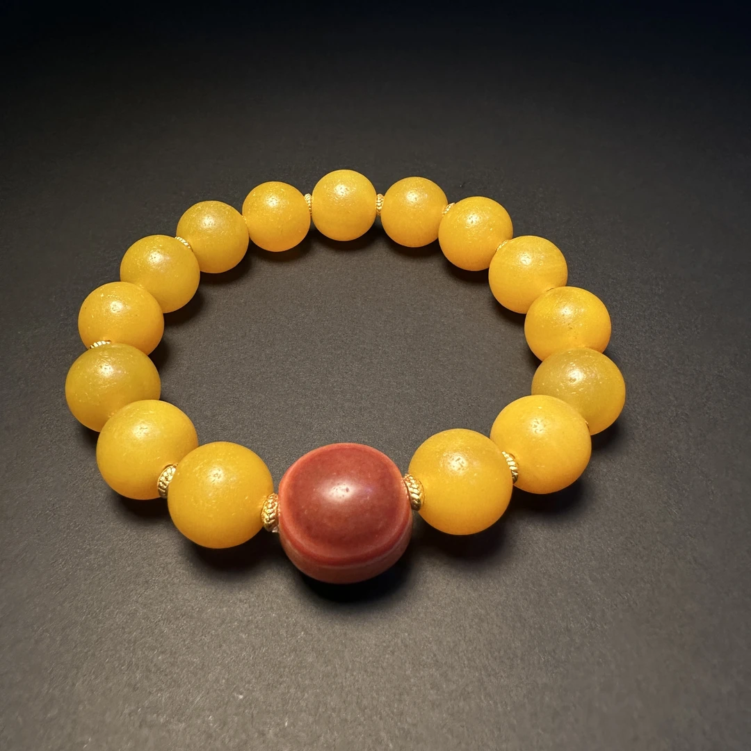 20世纪黄玛瑙搭配红玛瑙隔珠手串(多样性发其一)333-397