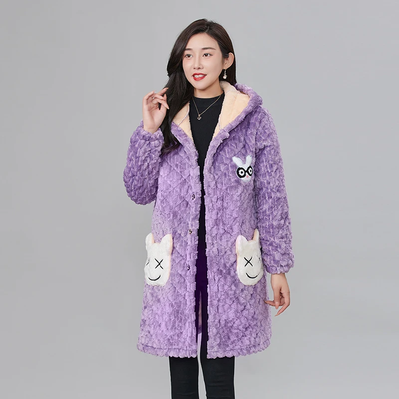 冬季罩衣新款家居服加厚围裙女士加绒时尚大码保暖外套棉服棉衣