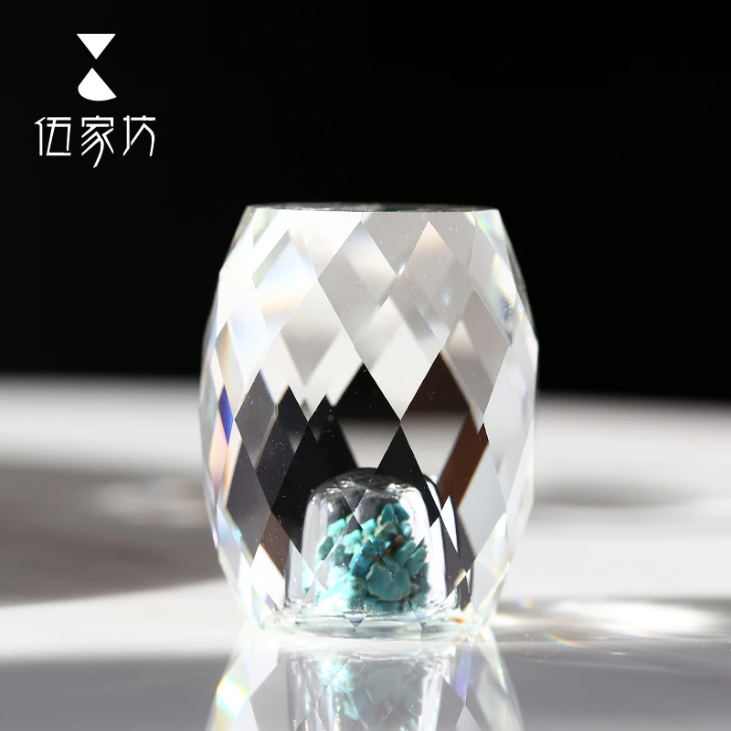 伍家坊 水晶玻璃盖置高档盖子托创意金箔流沙茶道配件茶壶盖架子