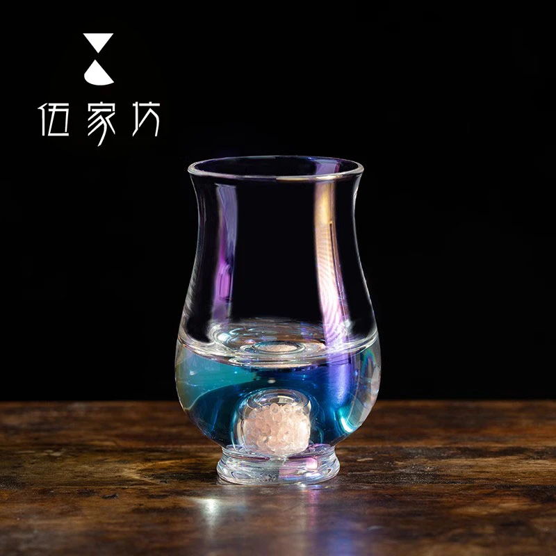 伍家坊粉钻炫彩郁金手工主人杯高档水晶玻璃茶杯酒杯花茶杯洋酒杯
