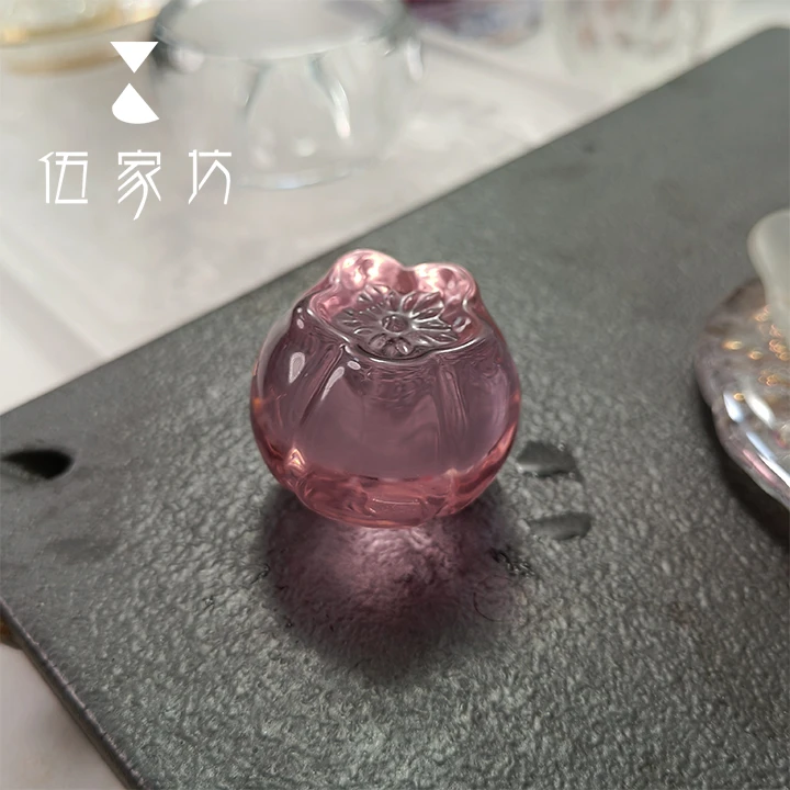 水晶玻璃梅花盖置茶具摆件中式镶嵌中式镶嵌手工可爱个性简约