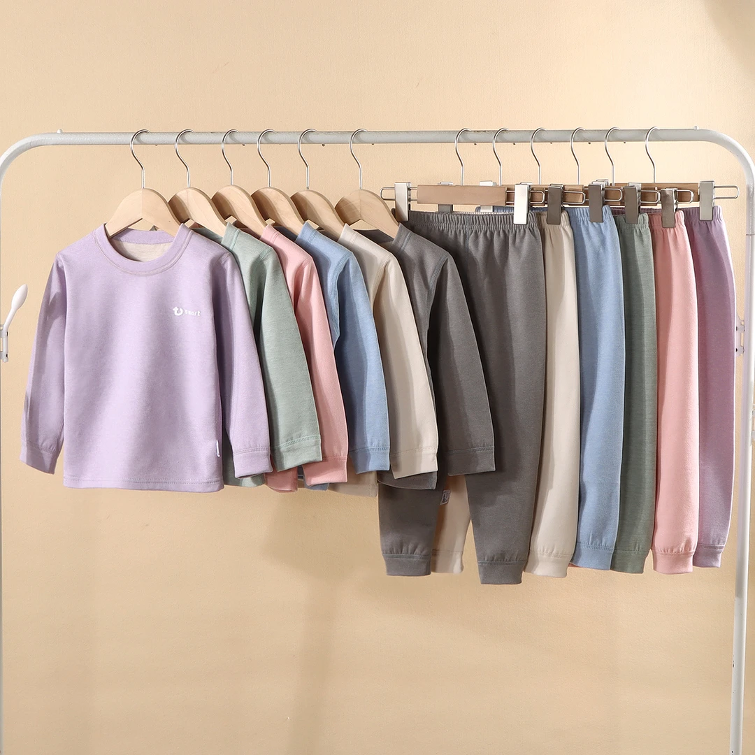 【7A抗菌】无骨羊毛蚕丝男女宝秋衣秋裤套装中大童秋季家居服套装ty