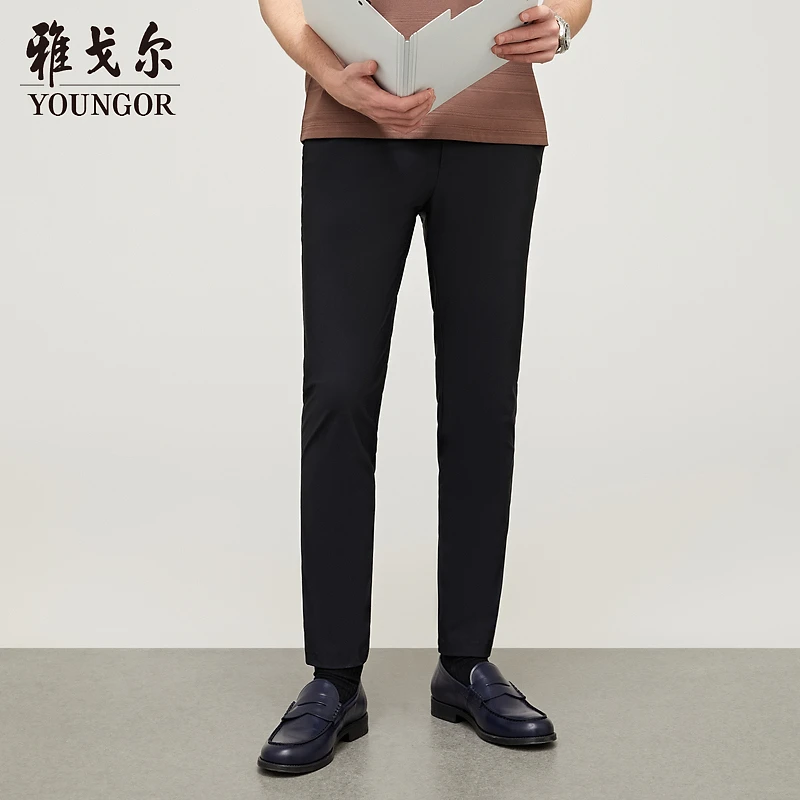 【针织休闲裤】雅戈尔男士舒适百搭透气修身休闲针织面料商务休闲裤