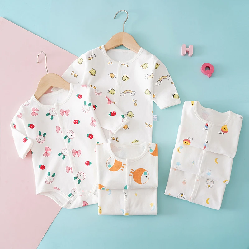 宝宝纯棉长袖包屁衣三角爬服新生儿护肚子哈衣婴儿衣服春夏季无骨