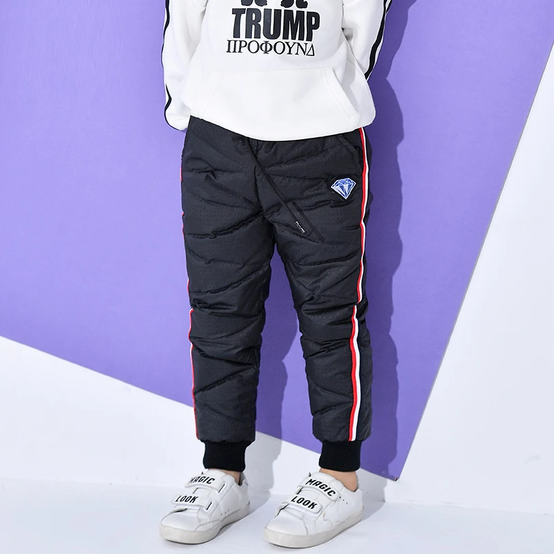 男童防水保暖羽绒裤儿童秋冬加厚90白鸭绒外穿运动休闲裤宝宝棉裤