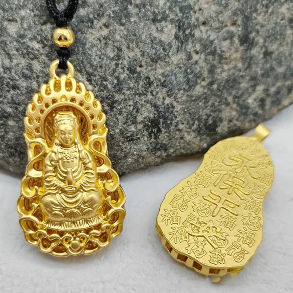 精美火焰观音吊坠轻奢气质男士时尚大气金色镂空雕刻