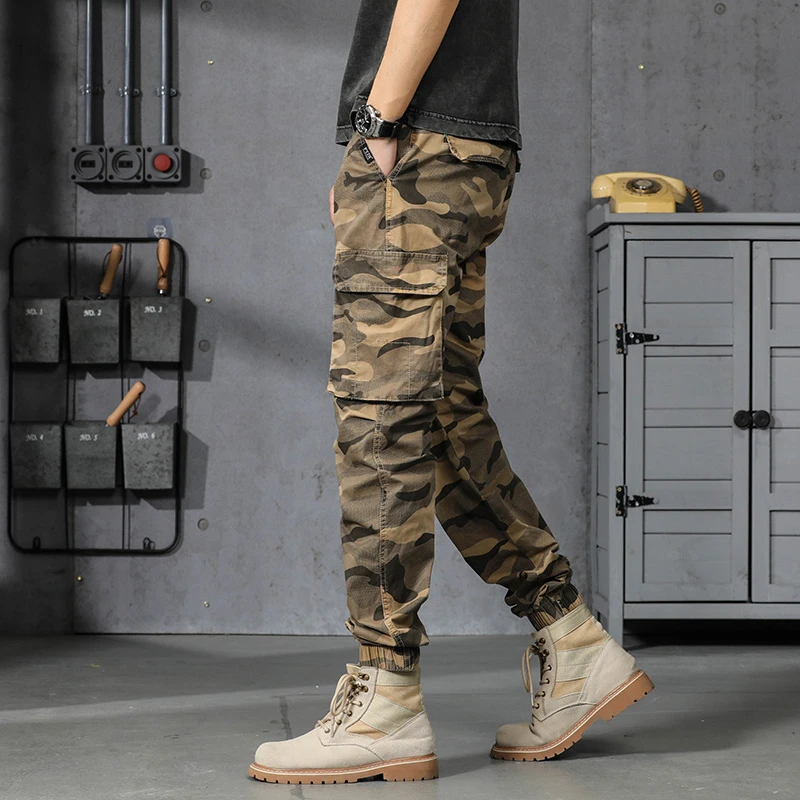 【春秋常规款】A656 春秋新款休闲裤男士多口袋工装裤迷彩束脚裤潮