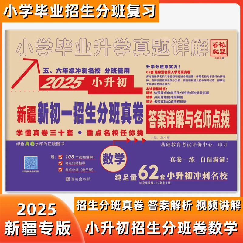【全疆包邮】2025小升初新疆小学升学真题详解新初一招生分班真卷