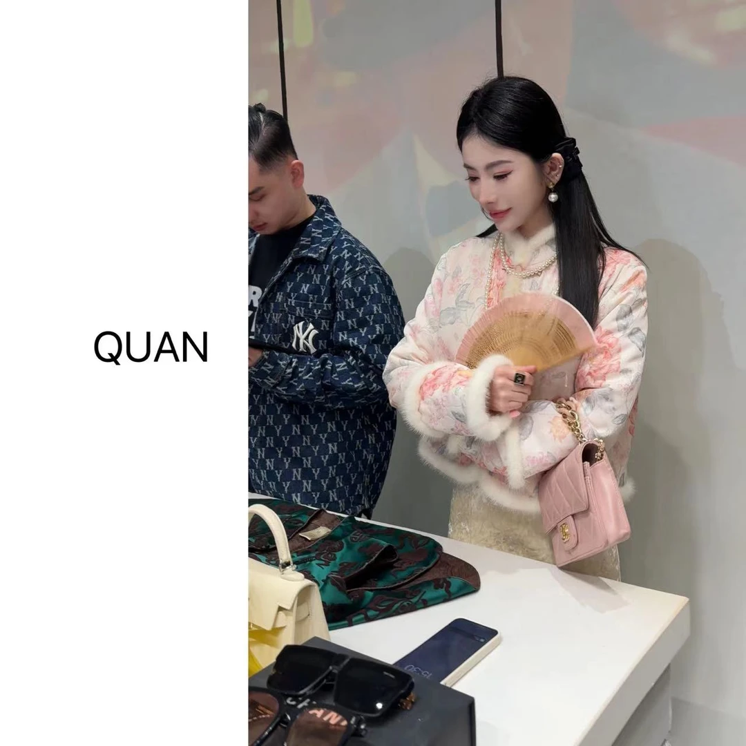 凤起玉鸣现货【白月光】秋冬新中式气质显瘦小香风时尚长袖棉服