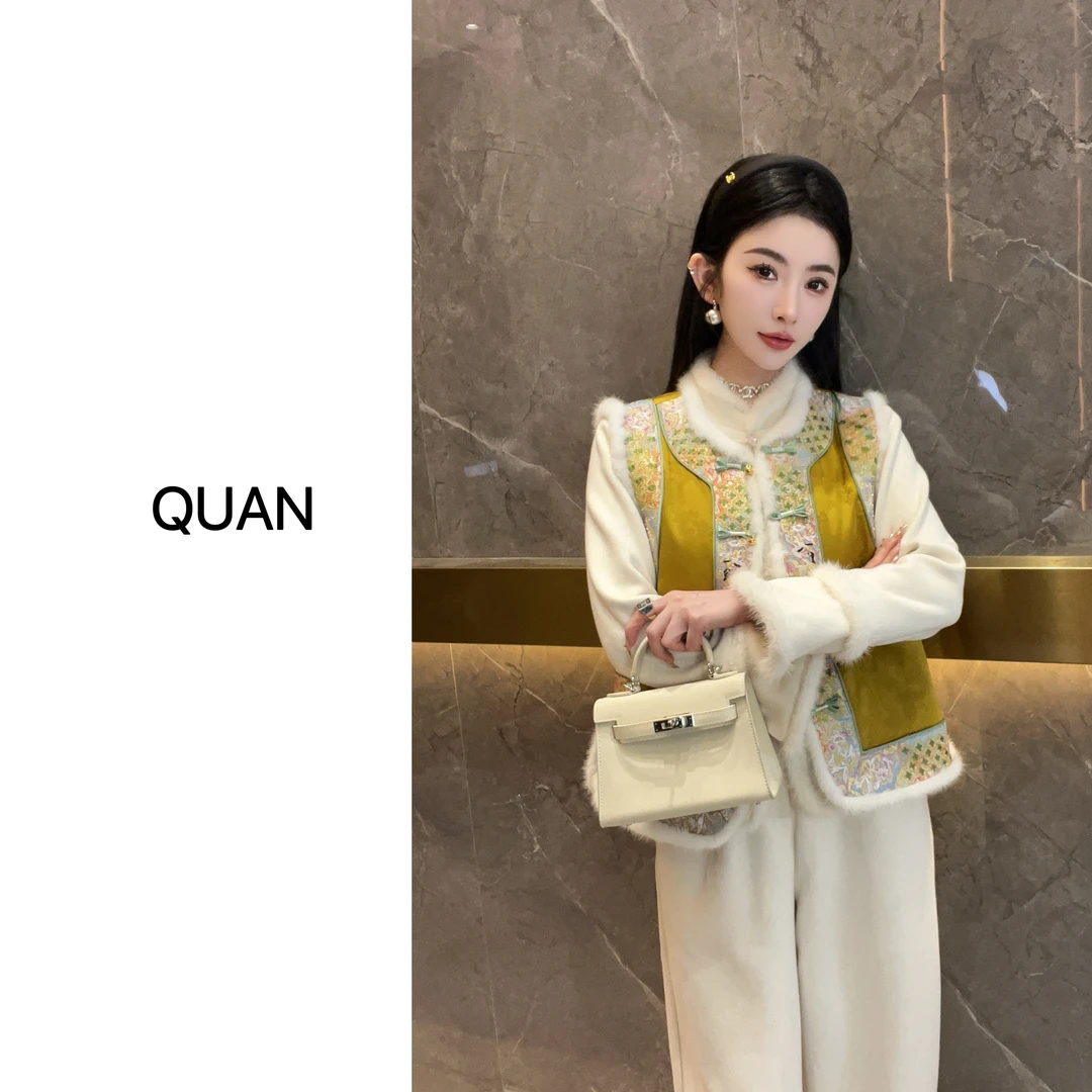 新款【富丽堂皇】冬季新中式时尚休闲无袖百搭拼接马甲