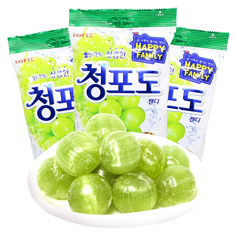 韩国进口lotte乐天青葡萄味硬糖青提糖结婚喜糖婚糖高级软糖零食