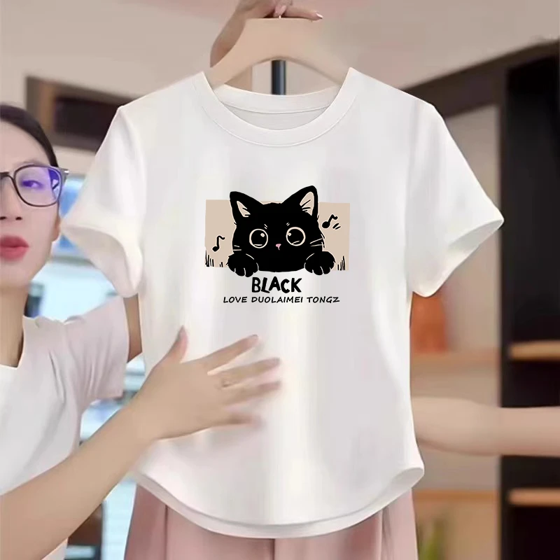 儿童白色正肩纯棉短袖t恤2025夏季女童韩版独特打底衫内搭上衣