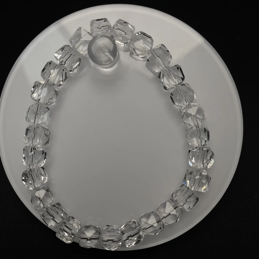 W253 天然白水晶切面款手链 6.5mm+多样性发一