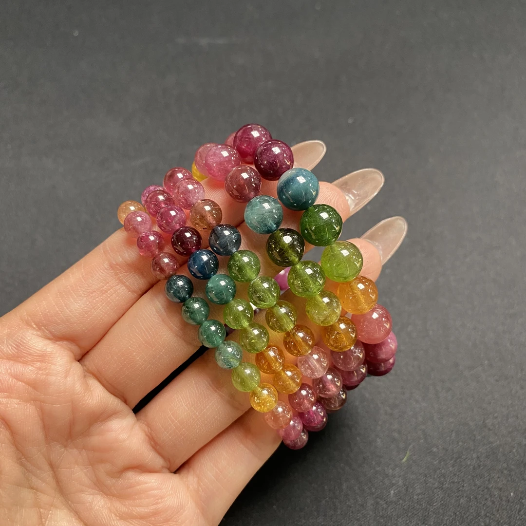 G021 天然彩虹碧玺单圈手链6-10mm＋多样性发一