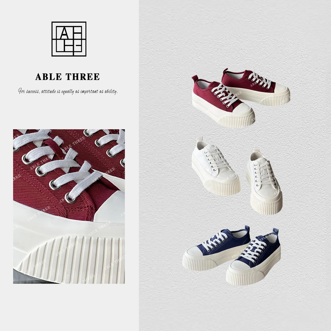 ABLE THREE| 低帮休闲系带小白帆布鞋 BD-SS9121