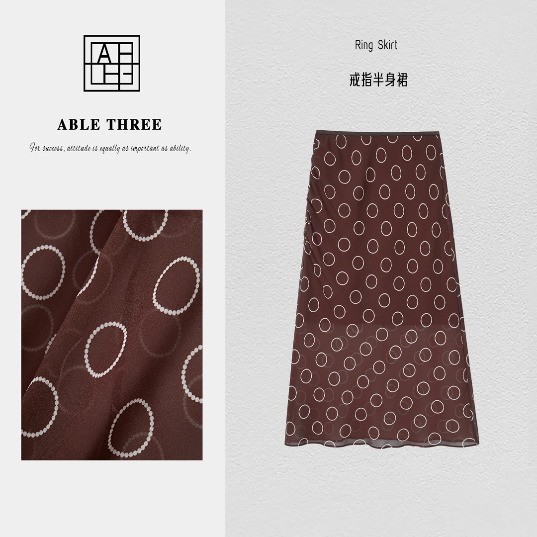 ABLE THREE|【摩登浪漫】 波点圆圈印花微A直筒半身裙FD-SS9075