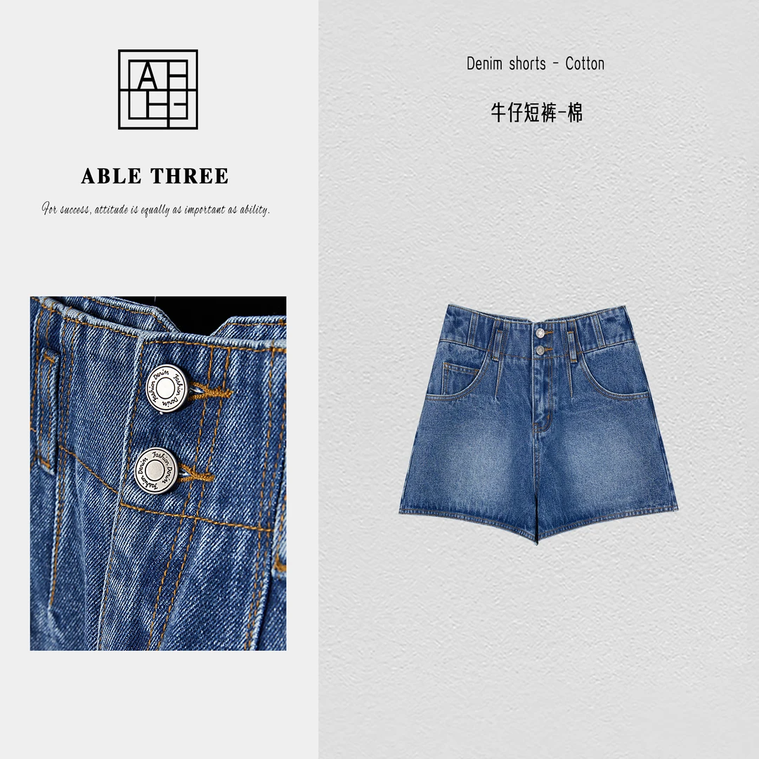 ABLE THREE|【海港】 美式复古高腰牛仔短裤 FD-SS9023