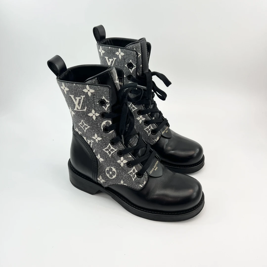 lv/36码/黑白老花满印短靴/97新