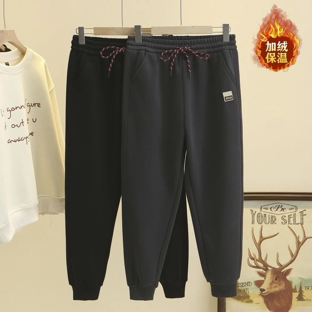 梦冬佳--110-200斤大码女装胖mm秋冬加绒加厚保暖运动裤休闲卫裤